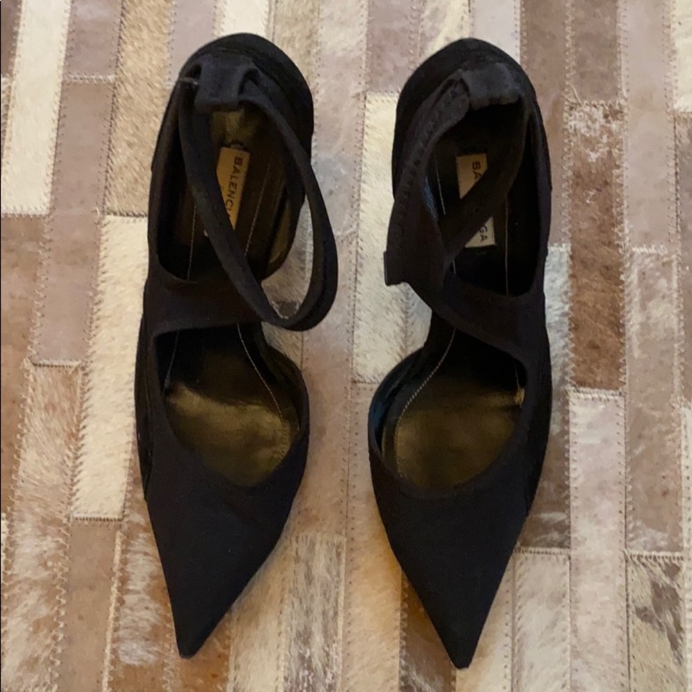 Balenciaga Mesh and Suede Heels